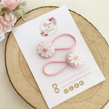 Load image into Gallery viewer, Pink Daisy Bobble Hair Ties Set of 2