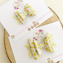Load image into Gallery viewer, Lemon Glitter Hair Bow Headband or Clip