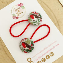 Load image into Gallery viewer, Christmas Robin Bobble Hair Ties Set of 2