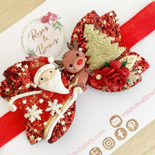 Load image into Gallery viewer, Christmas Santa Sleigh Hair Bow Headband or Clip