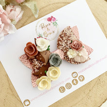 Load image into Gallery viewer, Rose Gold Deer Glitter Bow Headband or Clip