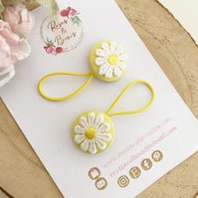 Load image into Gallery viewer, Yellow Daisy Bobble Hair Ties Set of 2