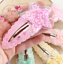 Load image into Gallery viewer, Sequin star glitter large snap clip