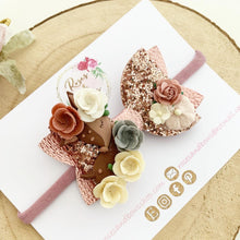 Load image into Gallery viewer, Rose Gold Deer Glitter Bow Headband or Clip