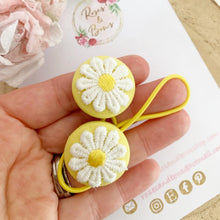 Load image into Gallery viewer, Yellow Daisy Bobble Hair Ties Set of 2