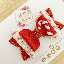 Load image into Gallery viewer, Christmas Candy Cane Hair Bow Headband or Clip