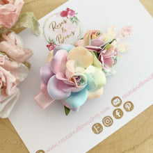 Load image into Gallery viewer, Rainbow flower nylon headband or alligator clip