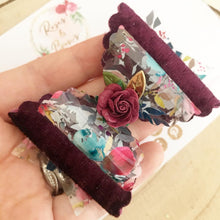 Load image into Gallery viewer, Autumn Fall Floral Transparent and Velvet Bow Headband or Clip