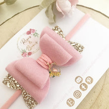 Load image into Gallery viewer, Personalised initial glitter and felt hair bow Clip or Headband
