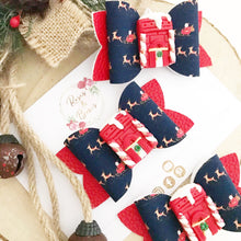 Load image into Gallery viewer, Red Christmas Door Hair Bow Headband or Clip