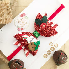 Load image into Gallery viewer, Christmas Milk and Cookies Hair Bow Headband or Clip