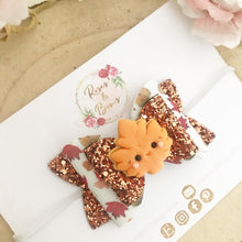 Load image into Gallery viewer, Autumn Fall Leaf Glitter Bow Headband or Clip