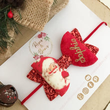 Load image into Gallery viewer, Personalised Christmas Santa Father Christmas Hair Bow Headband or Clip