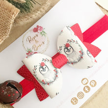 Load image into Gallery viewer, Christmas Penguin Bow Headband or Clip