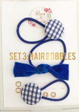 Load image into Gallery viewer, Royal Blue School Hair Accessory Set - School Hair Bows, Fringe Clips or Bobbles