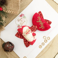 Load image into Gallery viewer, Personalised Christmas Santa Father Christmas Hair Bow Headband or Clip