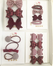 Load image into Gallery viewer, Burgundy School Hair Bows, Fringe Clips or Bobbles