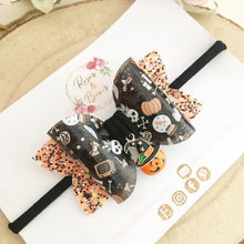 Load image into Gallery viewer, Halloween Pumpkin Charm Hair Bow Headband or Clip