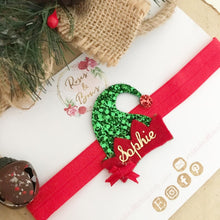 Load image into Gallery viewer, Personalised Name Christmas Elf Hat Headband or Clip