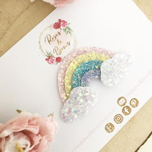 Load image into Gallery viewer, Pastel Rainbow Glitter Clip, Headband or Brooch