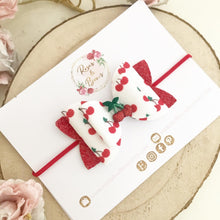 Load image into Gallery viewer, Cherry Glitter Hair Bow Headband or Clip