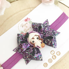 Load image into Gallery viewer, Mummy Coffin Girl Glitter Bow Headband or Clip
