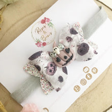 Load image into Gallery viewer, Grey Pumpkin Halloween Glitter Bow Headband or Clip