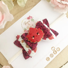 Load image into Gallery viewer, Autumn Fall Leaf Glitter Bow Headband or Clip