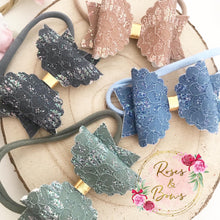 Load image into Gallery viewer, Autumn Lace Hair Bow Headband or Clip