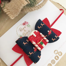 Load image into Gallery viewer, Red Christmas Door Hair Bow Headband or Clip