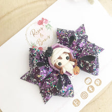 Load image into Gallery viewer, Mummy Coffin Girl Glitter Bow Headband or Clip