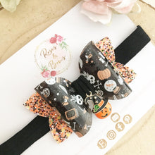 Load image into Gallery viewer, Halloween Pumpkin Charm Hair Bow Headband or Clip