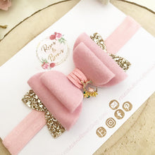 Load image into Gallery viewer, Personalised initial glitter and felt hair bow Clip or Headband