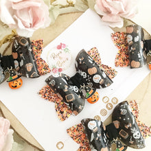 Load image into Gallery viewer, Halloween Pumpkin Charm Hair Bow Headband or Clip