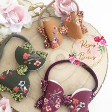 Load image into Gallery viewer, Autumn Fall Floral Hair Bow Headband or Clip