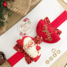 Load image into Gallery viewer, Personalised Christmas Santa Father Christmas Hair Bow Headband or Clip