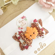 Load image into Gallery viewer, Autumn Fall Leaf Glitter Bow Headband or Clip