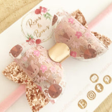 Load image into Gallery viewer, Rose Gold Woodland Animal Hair Bow Headband or Clip