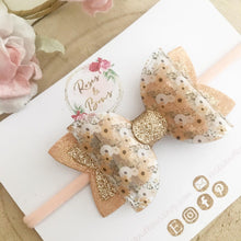Load image into Gallery viewer, Autumn Floral Transparent Glitter Hair Bow Headband or Clip