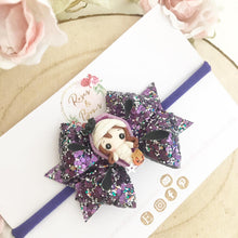 Load image into Gallery viewer, Mummy Coffin Girl Glitter Bow Headband or Clip
