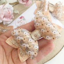 Load image into Gallery viewer, Autumn Floral Transparent Glitter Hair Bow Headband or Clip