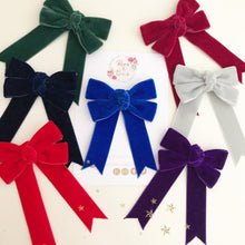 Load image into Gallery viewer, School Velvet Ponytail Bow Clip