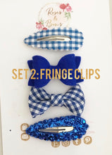Load image into Gallery viewer, Royal Blue School Hair Accessory Set - School Hair Bows, Fringe Clips or Bobbles