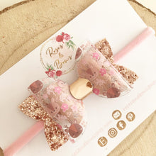 Load image into Gallery viewer, Rose Gold Woodland Animal Hair Bow Headband or Clip