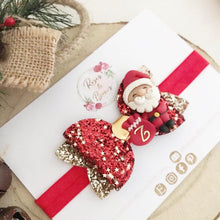 Load image into Gallery viewer, Personalised Christmas Santa Sack Hair Bow Headband or Clip