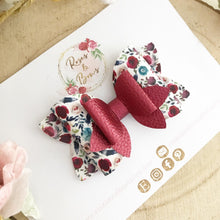 Load image into Gallery viewer, Autumn fall floral leatherette Bow Headband or Clip