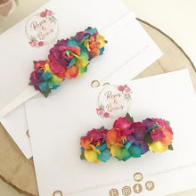Load image into Gallery viewer, Rainbow rose flower headband or clip