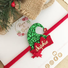 Load image into Gallery viewer, Personalised Name Christmas Elf Hat Headband or Clip