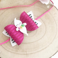Load image into Gallery viewer, Pink Ghost Glitter Bow Headband or Clip