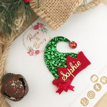 Load image into Gallery viewer, Personalised Name Christmas Elf Hat Headband or Clip